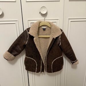 Janie and Jack Sherpa Lined Leather Coat